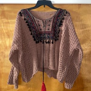 Zaful cropped sweater brown - M